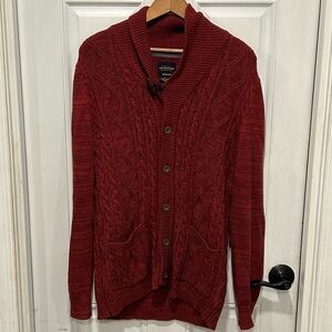 CPO PROVISIONS Womens Fisherman Cable Knit Button Shawl Collar Sweater, Sz Large